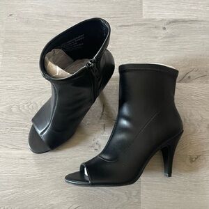 Elegant Black Peep-Toe Ankle Boots